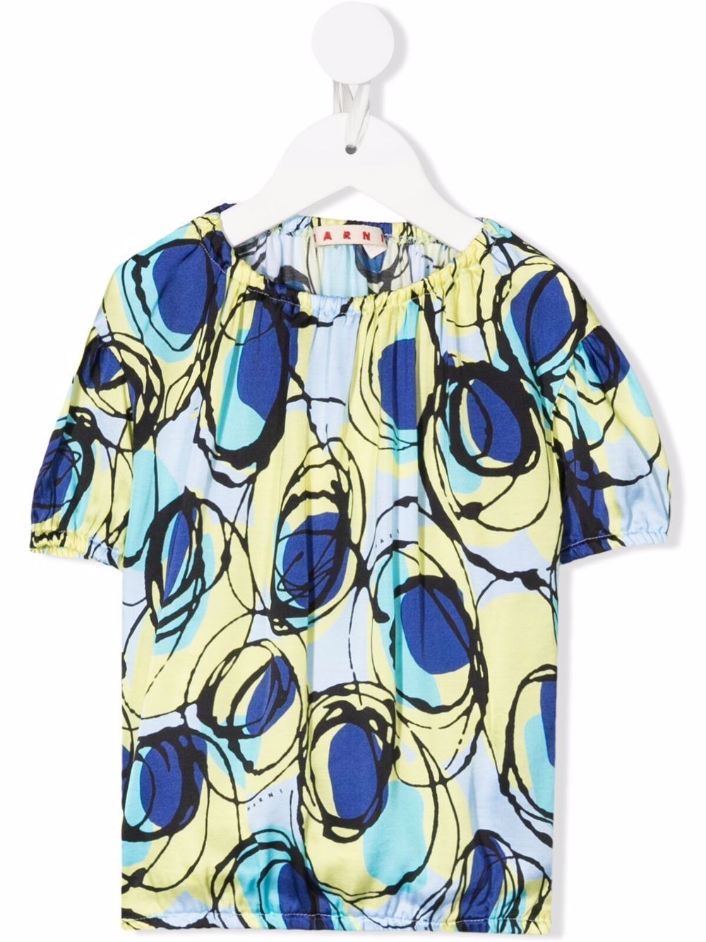 Colour-block print top - Blue