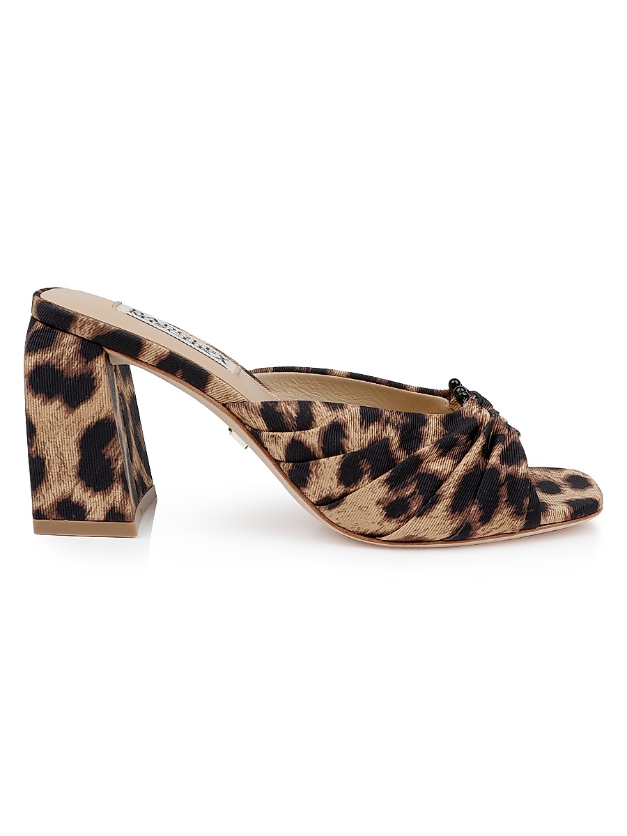 Women's Vayla Pleated Leather Sandals - Natural Leopard