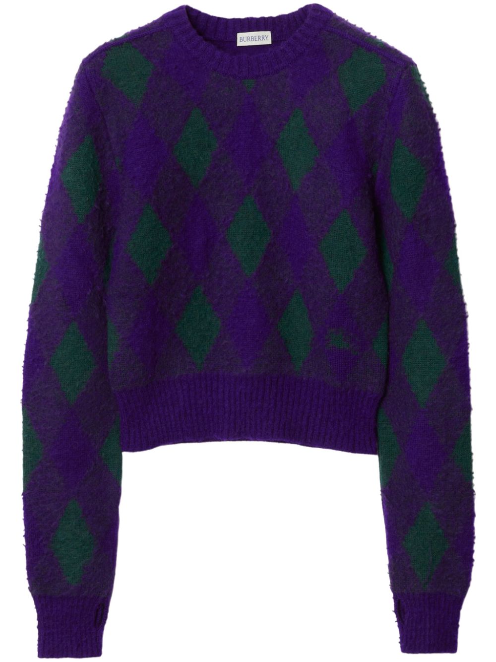 Argyle-knit wool cropped jumper - Purple