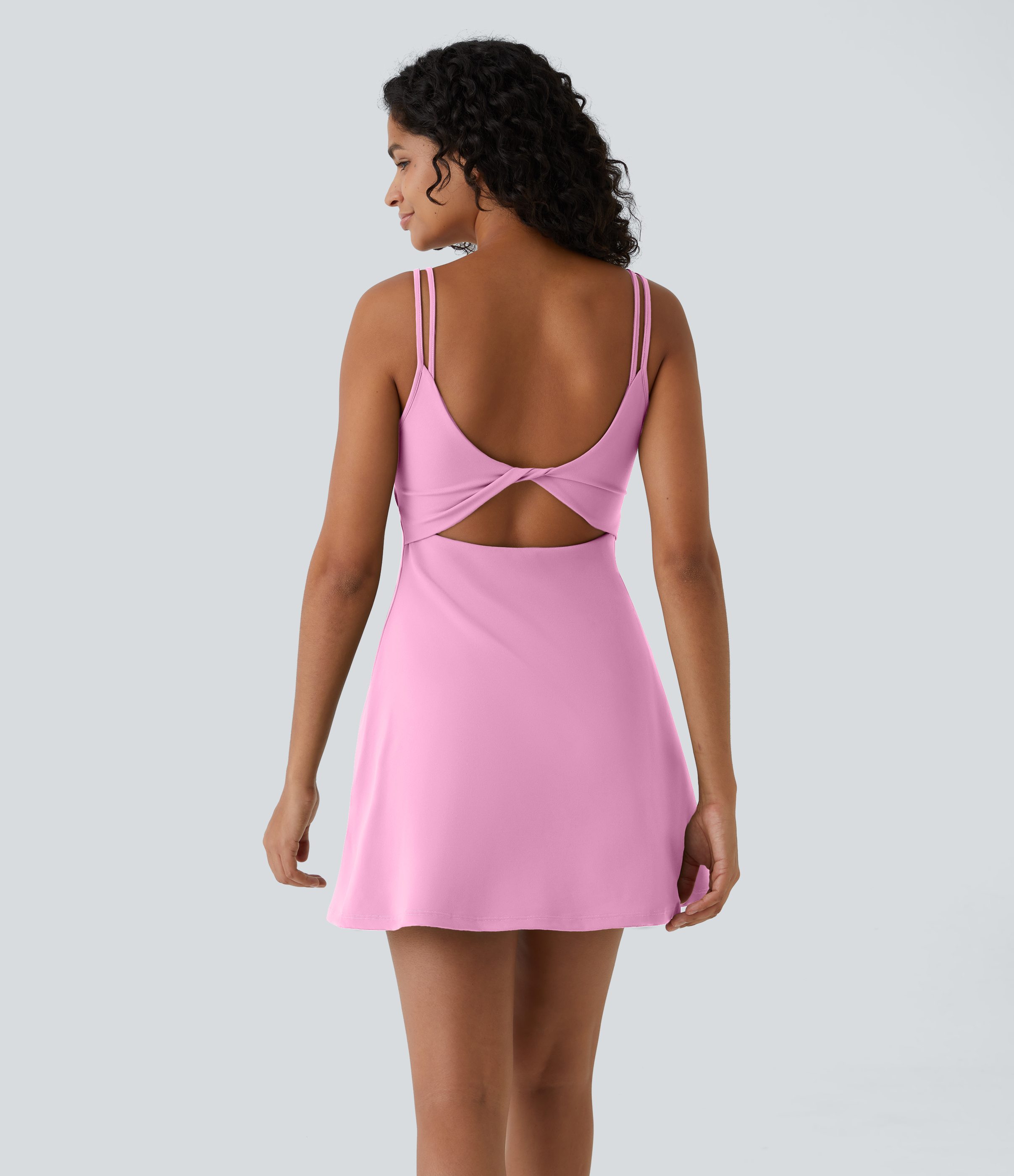 SoftlyZero™ Plush Double Straps 2-Piece Pocket Slip Dance Active Dress A-C Cups Workout Dress - Nosegay