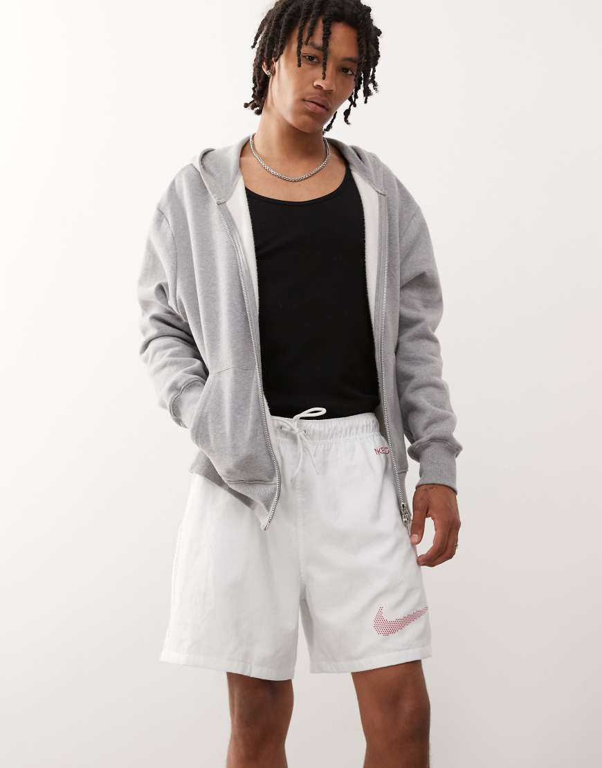 Club swoosh woven shorts in white & pink