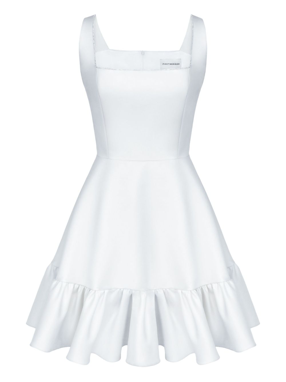 POST MERIDIEM ruffle-hem mini dress - White
