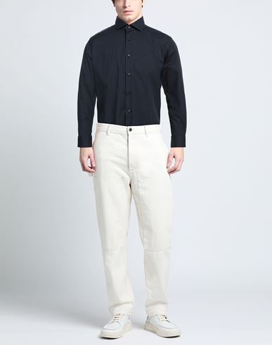 Man Shirt Midnight blue Size 17 Cotton, Polyamide, Elastane