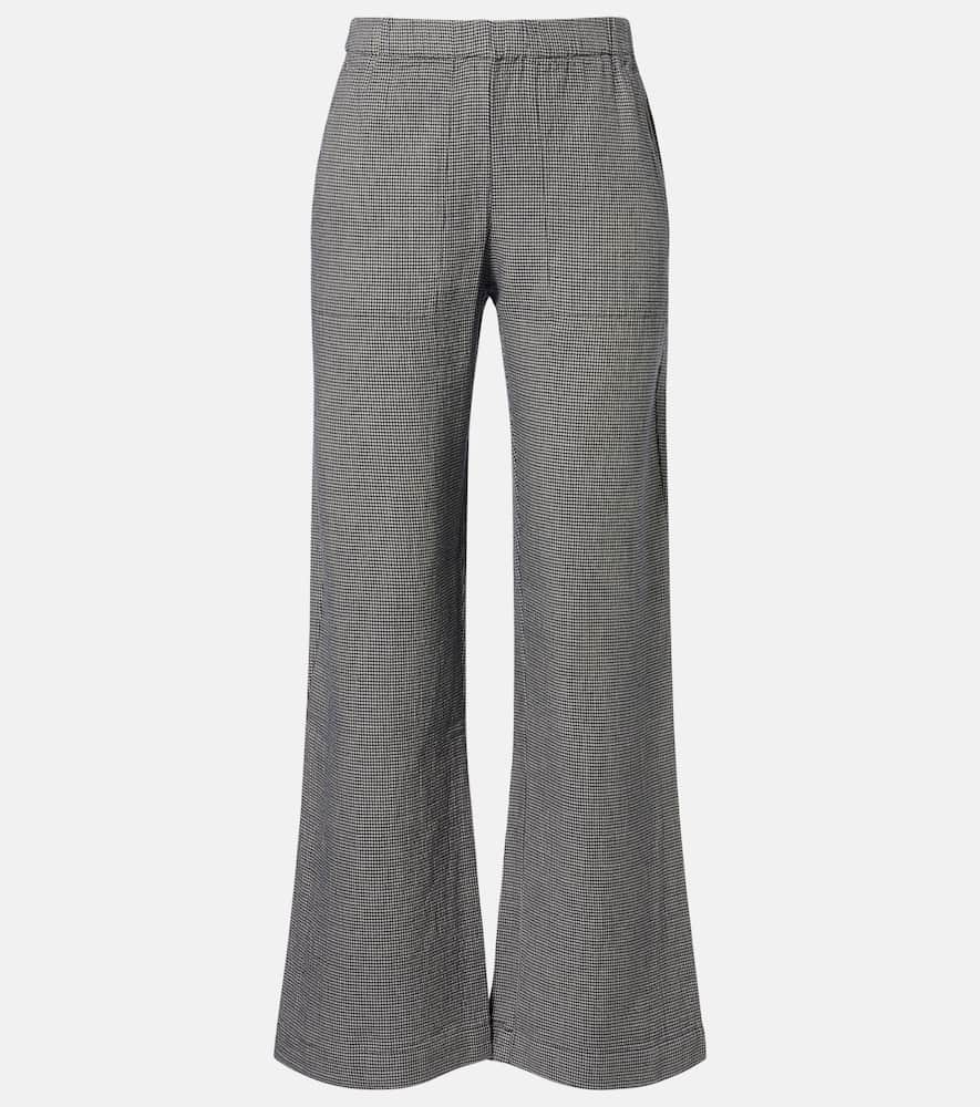 Braylen houndstooth cotton wide-leg pants