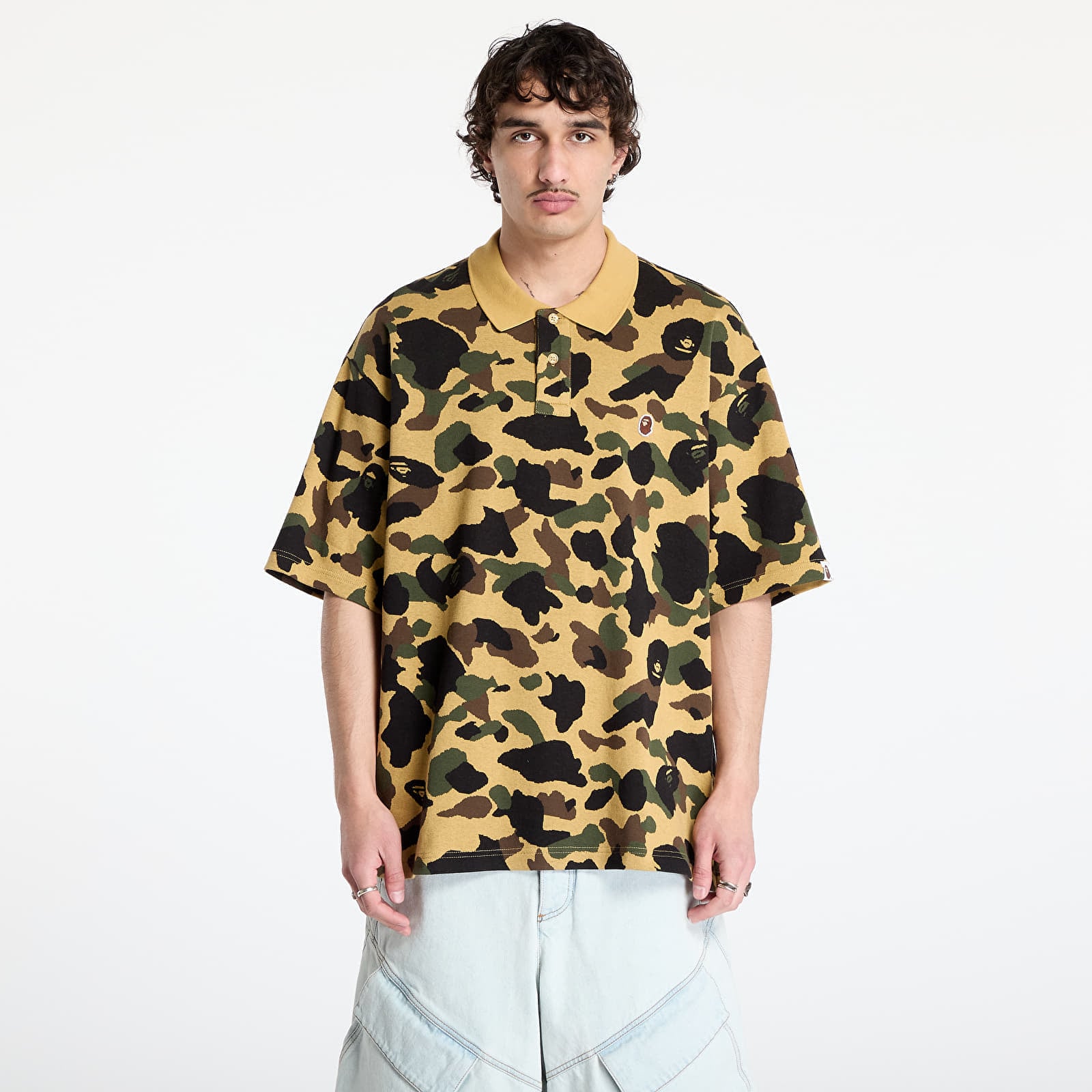 T-shirt A BATHING APE Camo Jacquard Relaxed Fit Polo Shirt UNISEX Yellow