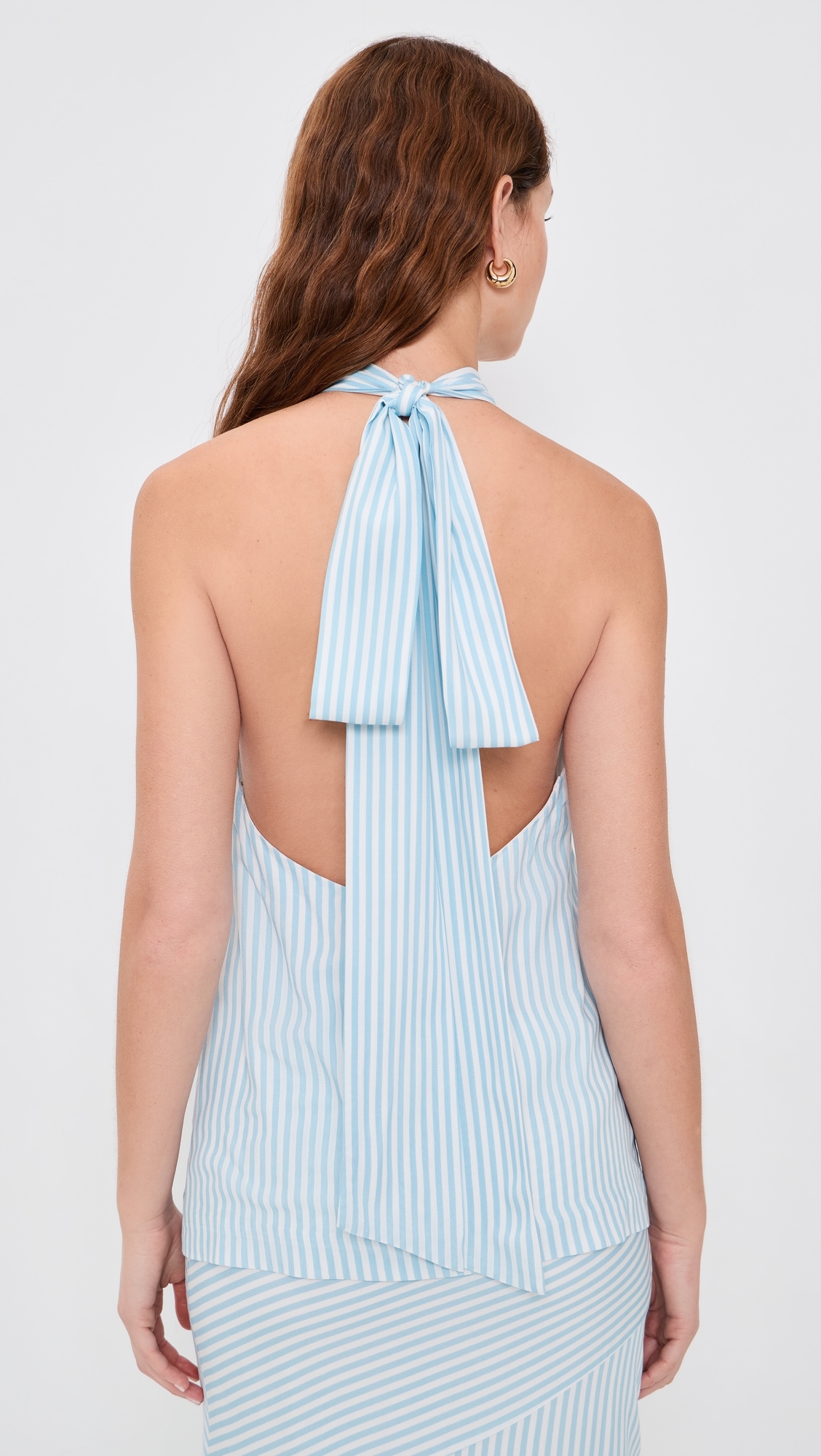 Dania Halter Vest Top Blue Stripe