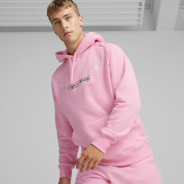 PUMA Scuderia Ferrari RACE CREW Men's Motorsport Hoodie in Pink