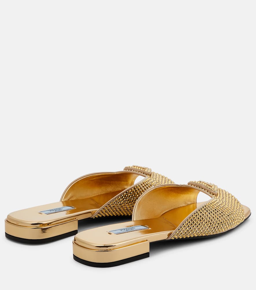 Prada Crystal-embellished flat sandals