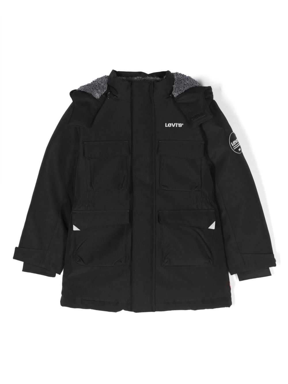 Logo-patch hooded jacket - Black
