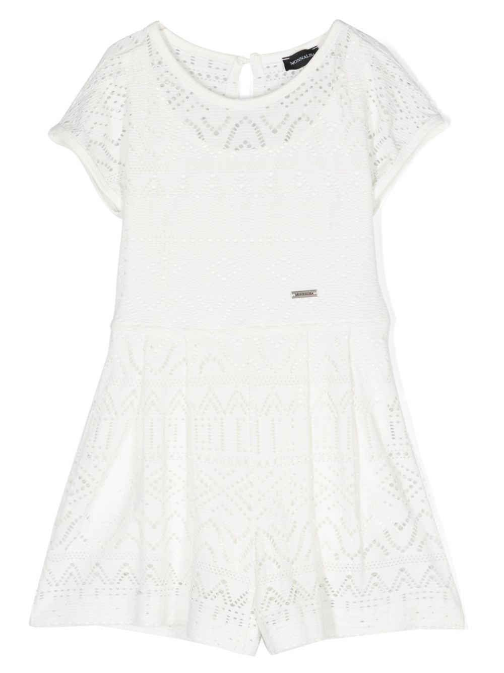 Short-sleeved lace jumpsuit - White