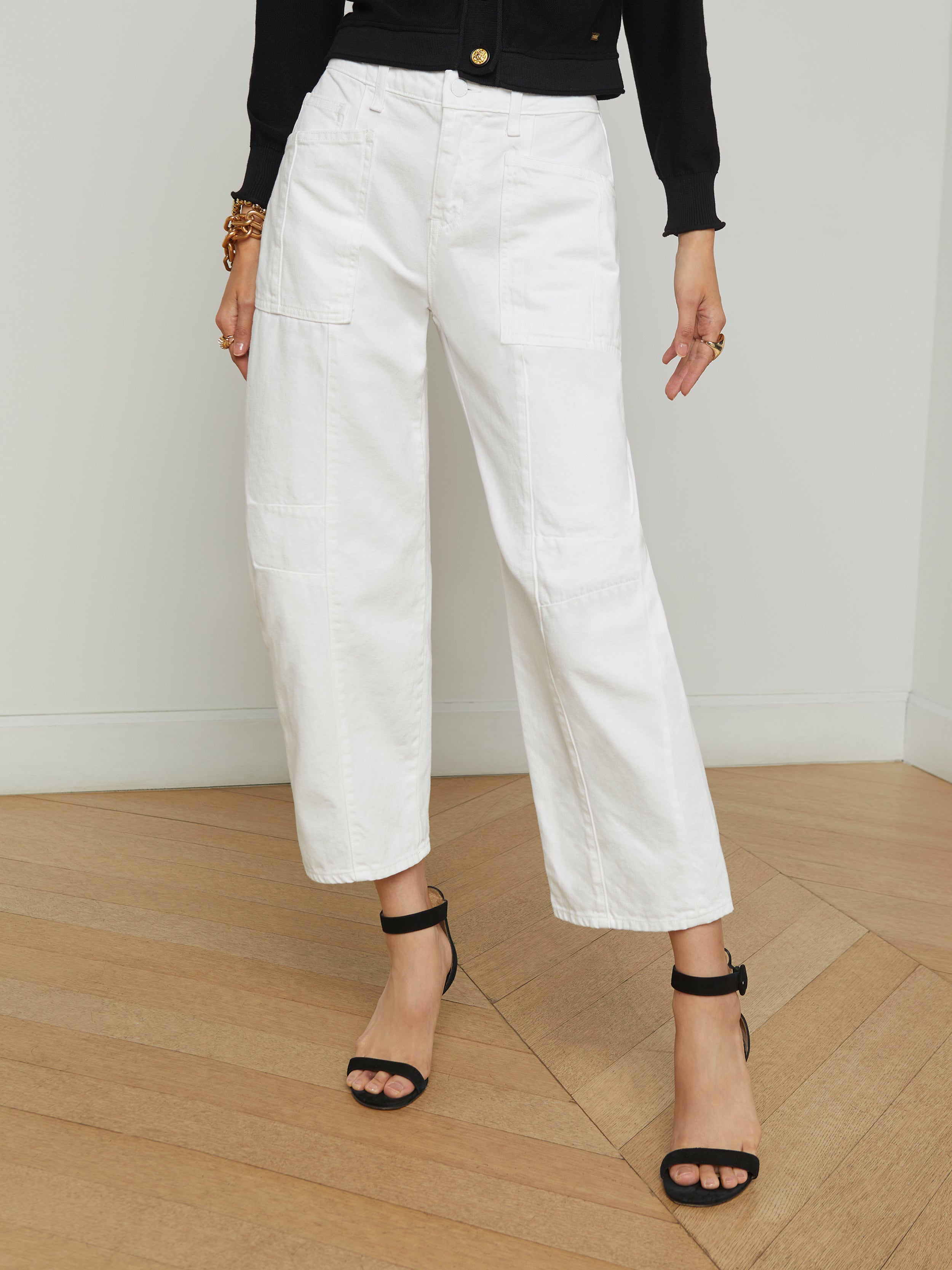 L'AGENCE Cody Barrel-Leg Jean In Blanc