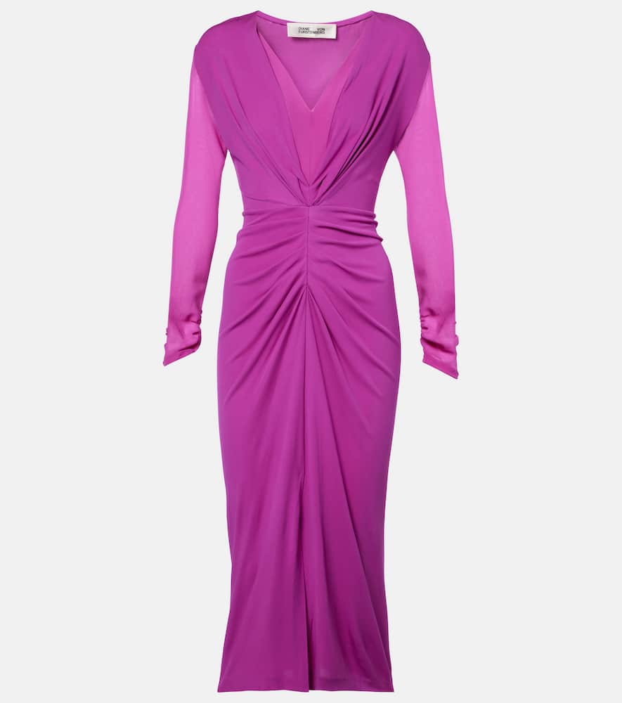 Hades gathered jersey midi dress