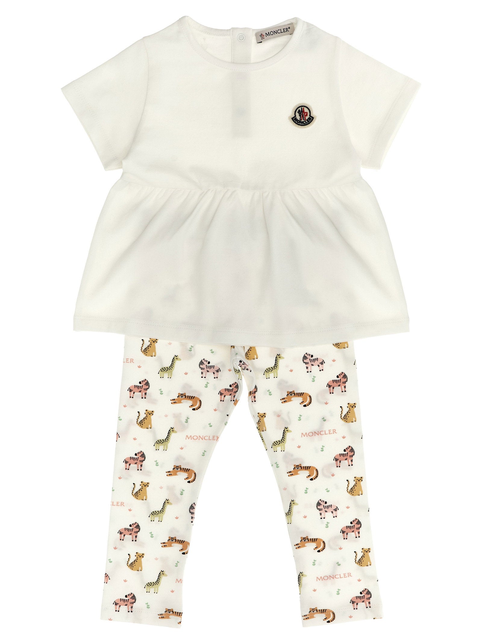 Ruffled Animal Print T-shirt & Leggings Set — Ivory