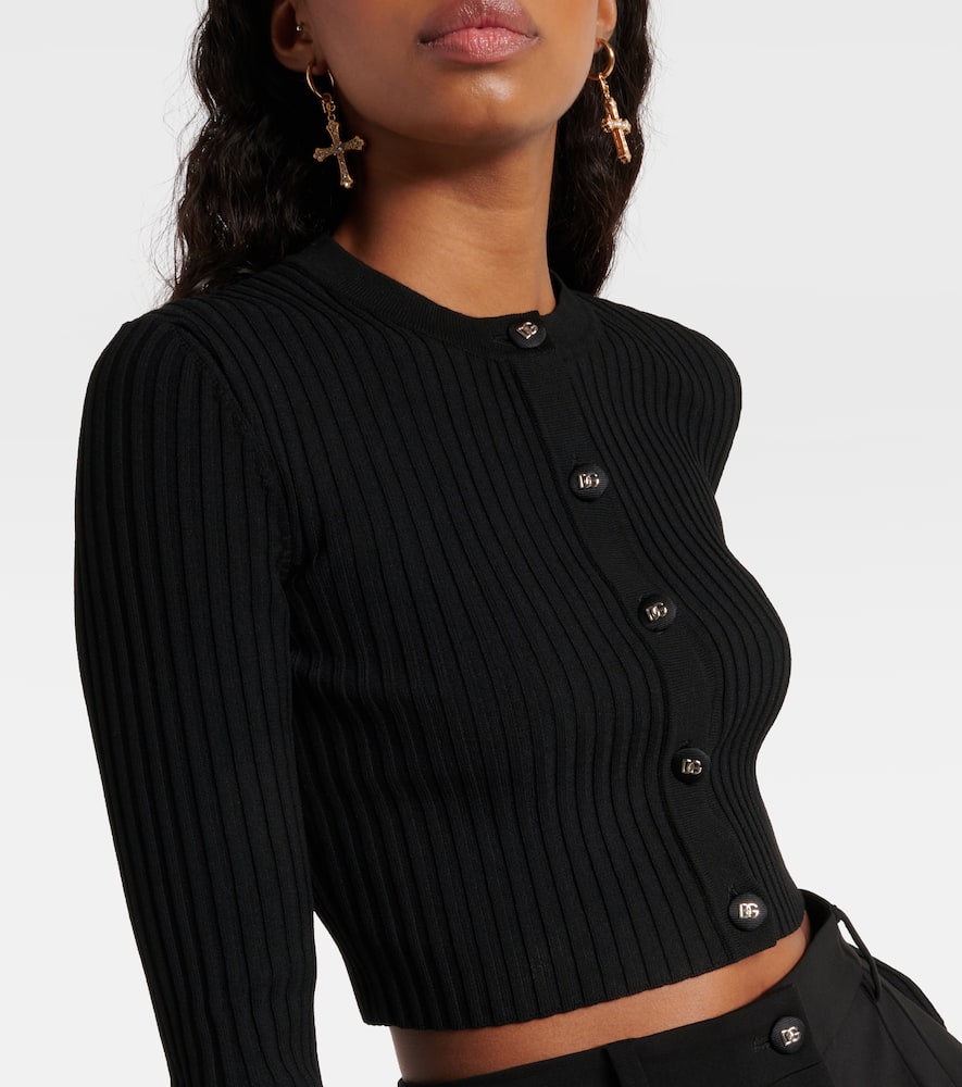 Ribbed-knit cropped cardigan