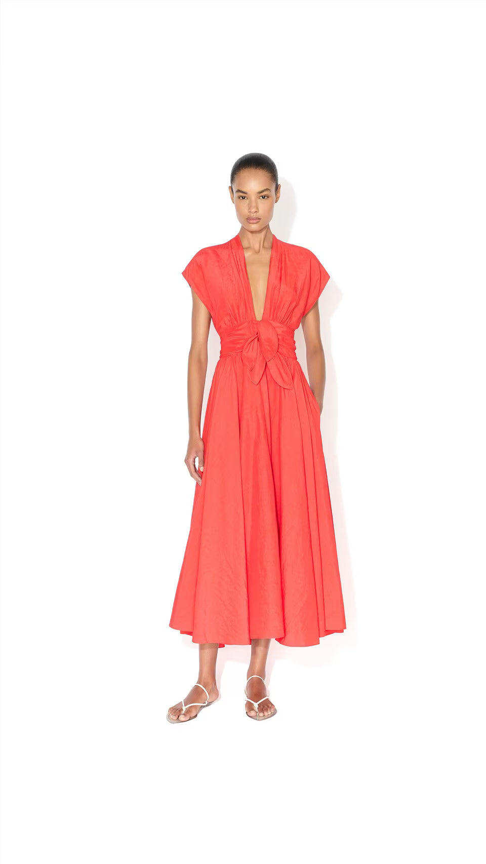 Maison Linen Wrap Dress — Red