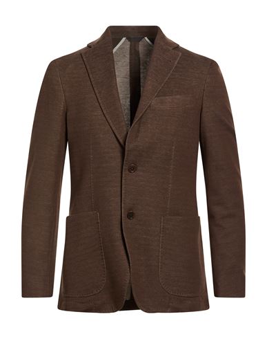 Man Blazer Dark brown Size 46 Cotton, Polyamide