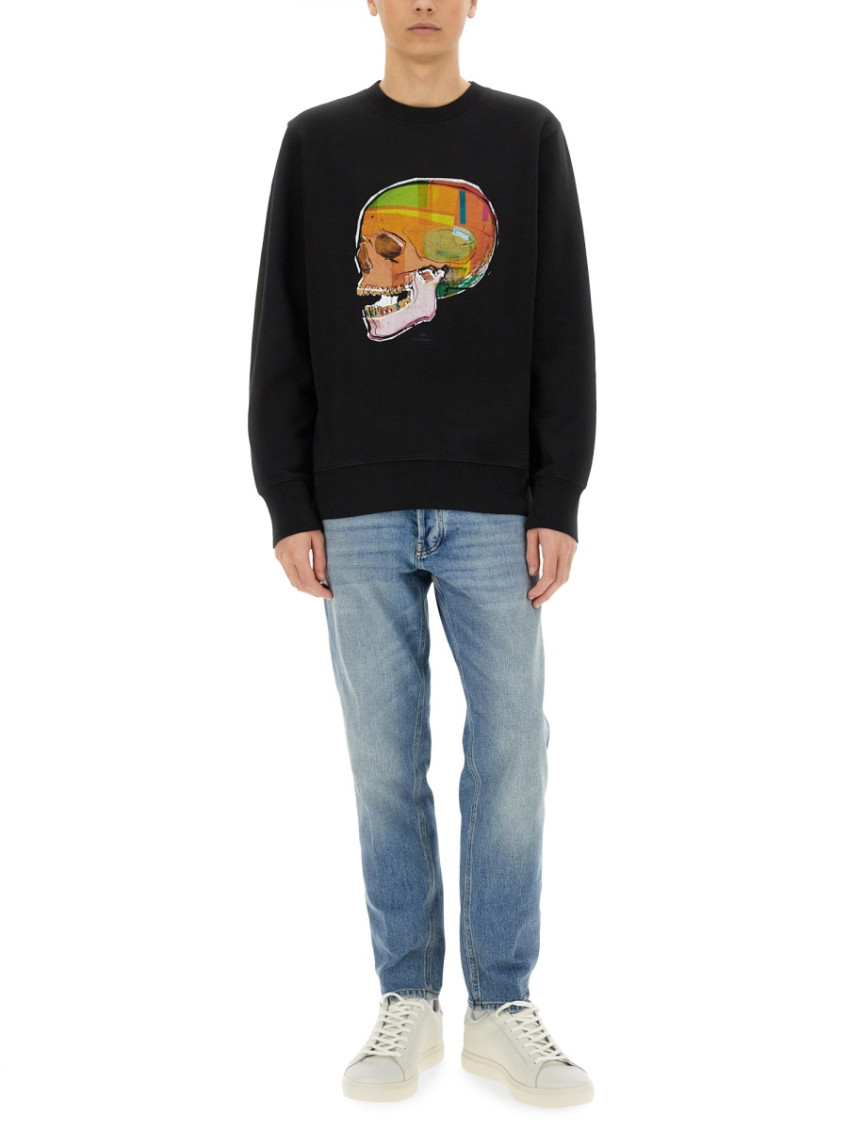 Skull Sketch Print Sweatshirt