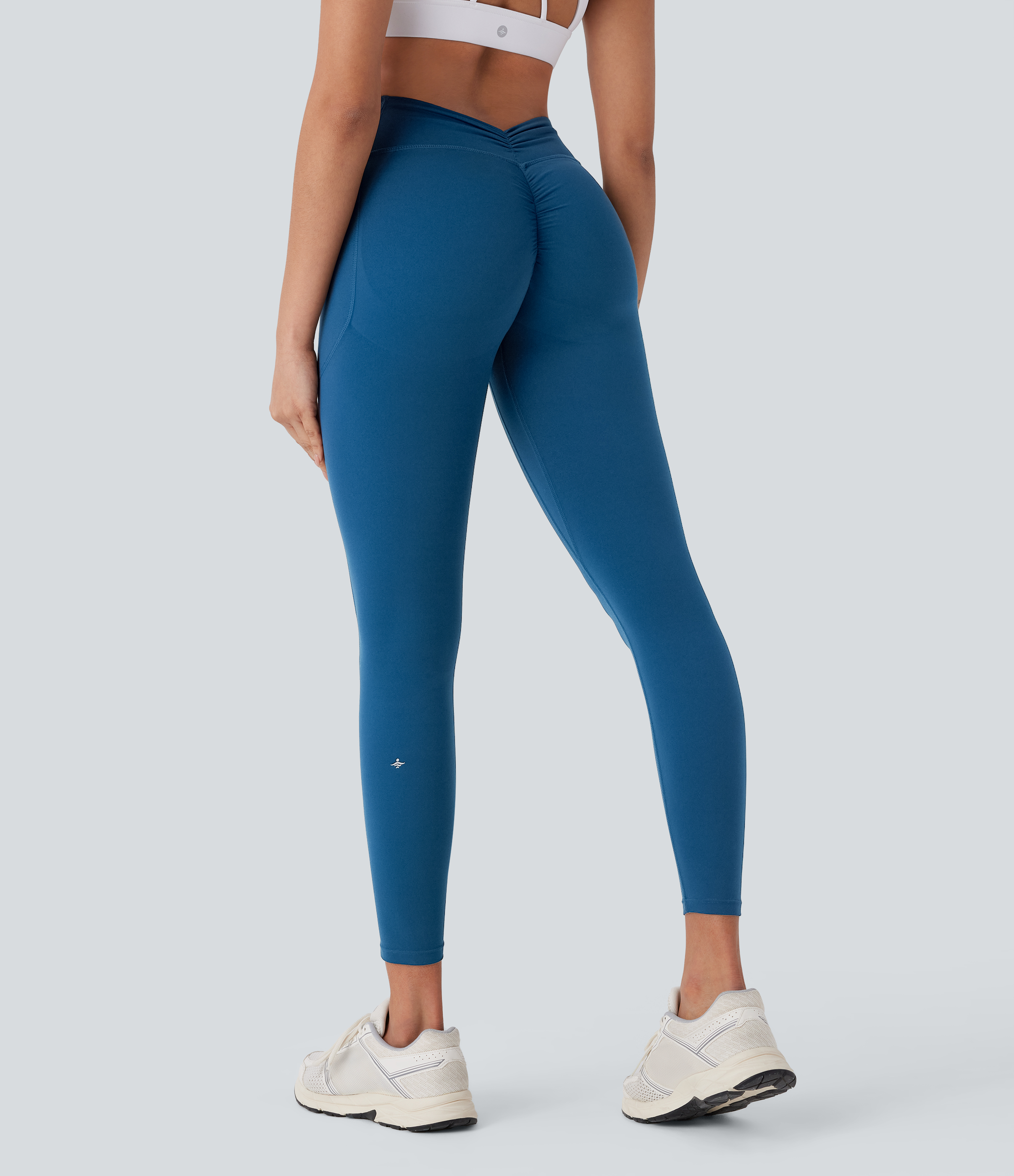 UltraSculpt™ SoCinched High Waisted Tummy Control Butt Lifting Ruched Pocket Shaping Yoga Leggings  - Vallarta Blue