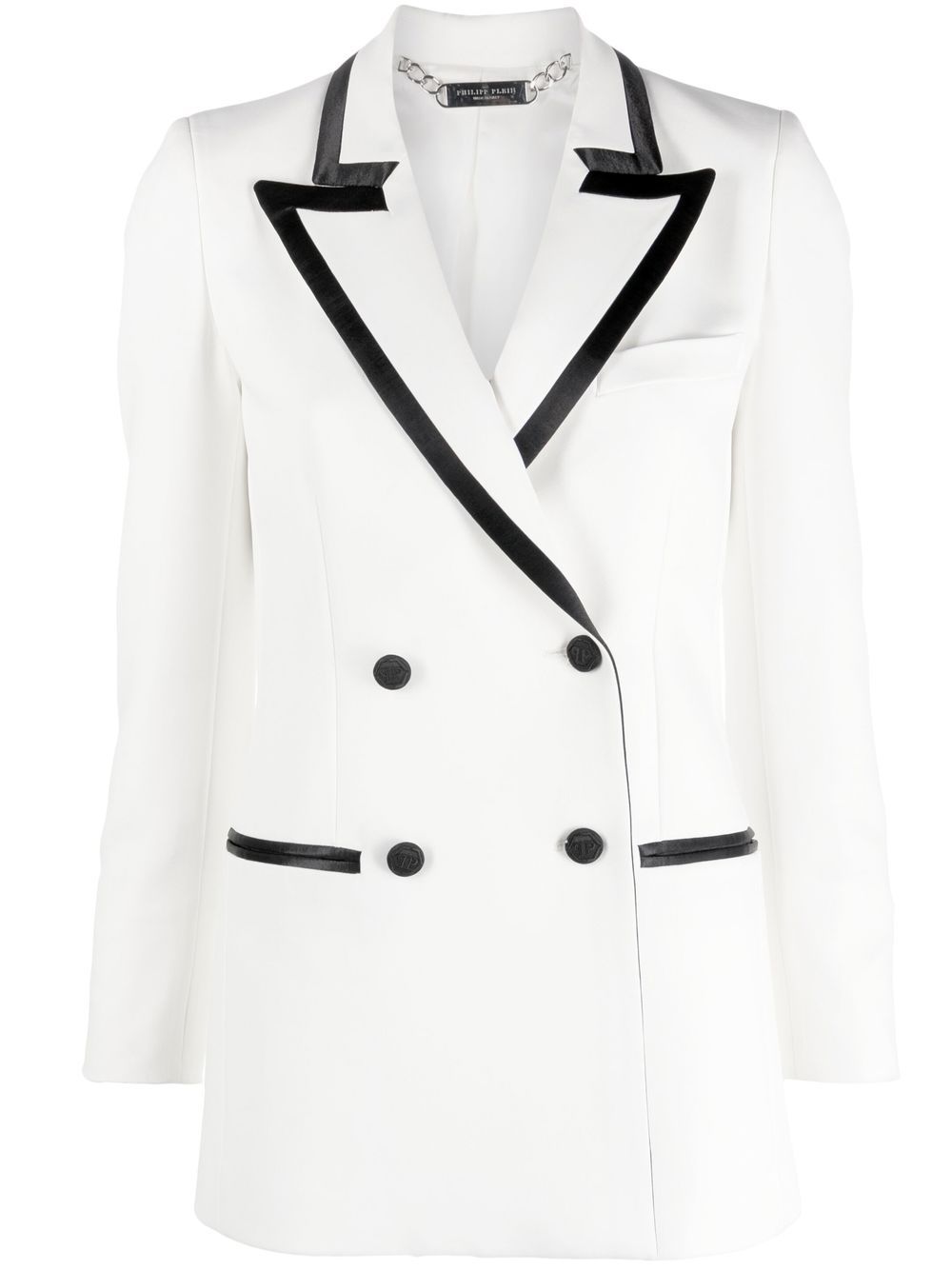 Contrasting-trim detail blazer - White