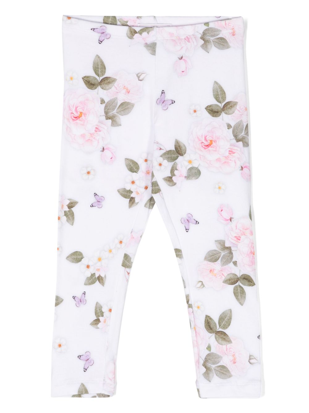 Floral-print leggings - White