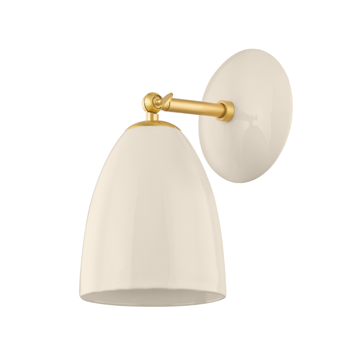Aged Brass Ceramic Cream One Light Wall Sconce from the Kirsten Collection