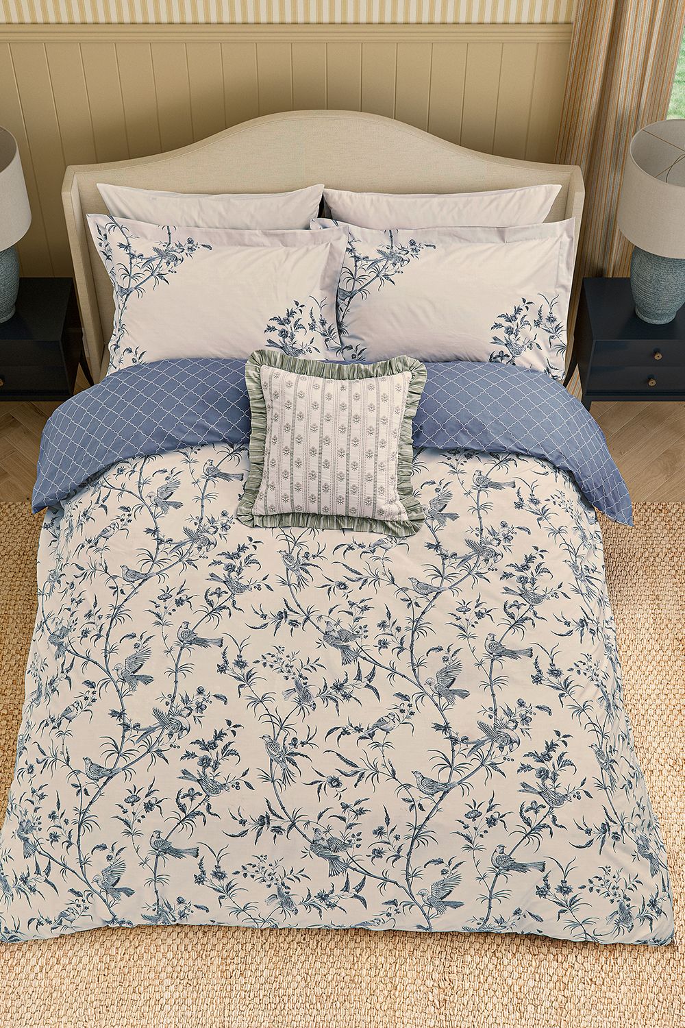 Sanderson 'Paradise Woods Toile' Cotton Duvet Cover Set in Blue | : Single