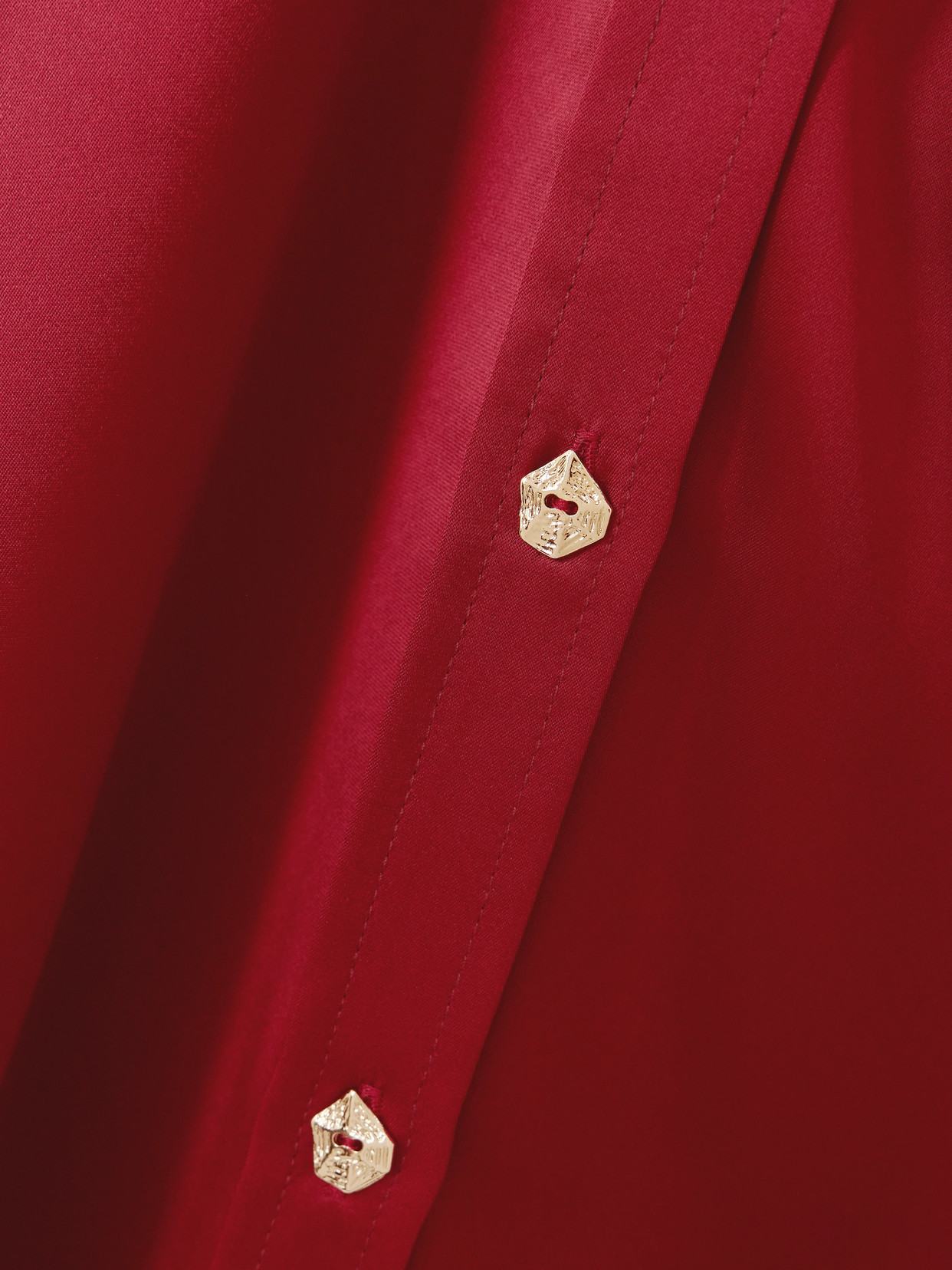 Violi Button-embellished Satin Shirt - Burgundy