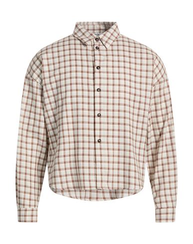 Man Shirt Light brown Size 40 Cotton, Wool