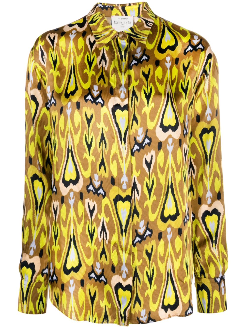 Heart-print satin shirt - Yellow