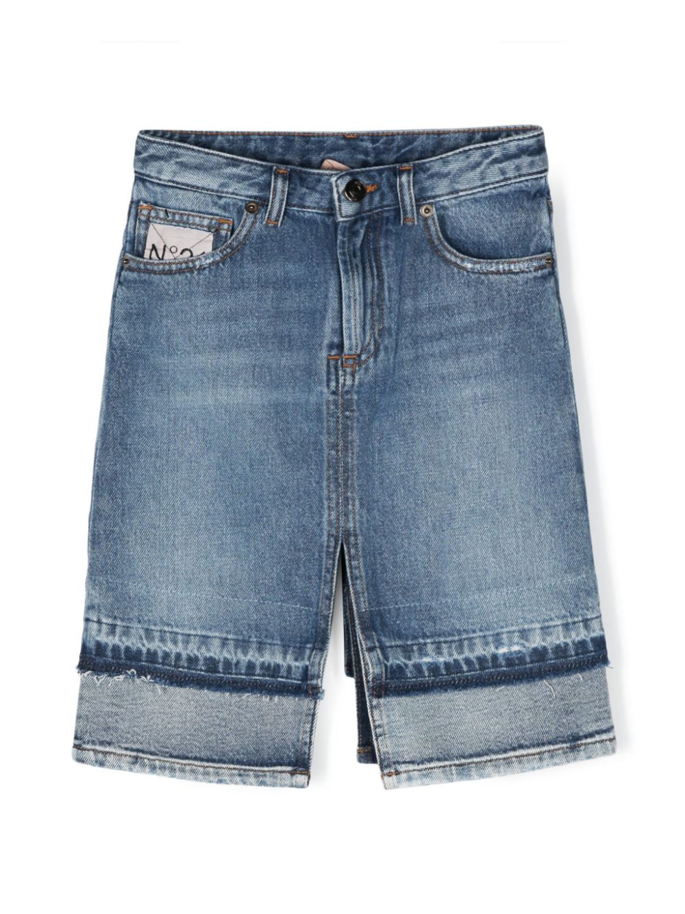 Logo-embroidered slit skirt - Blue