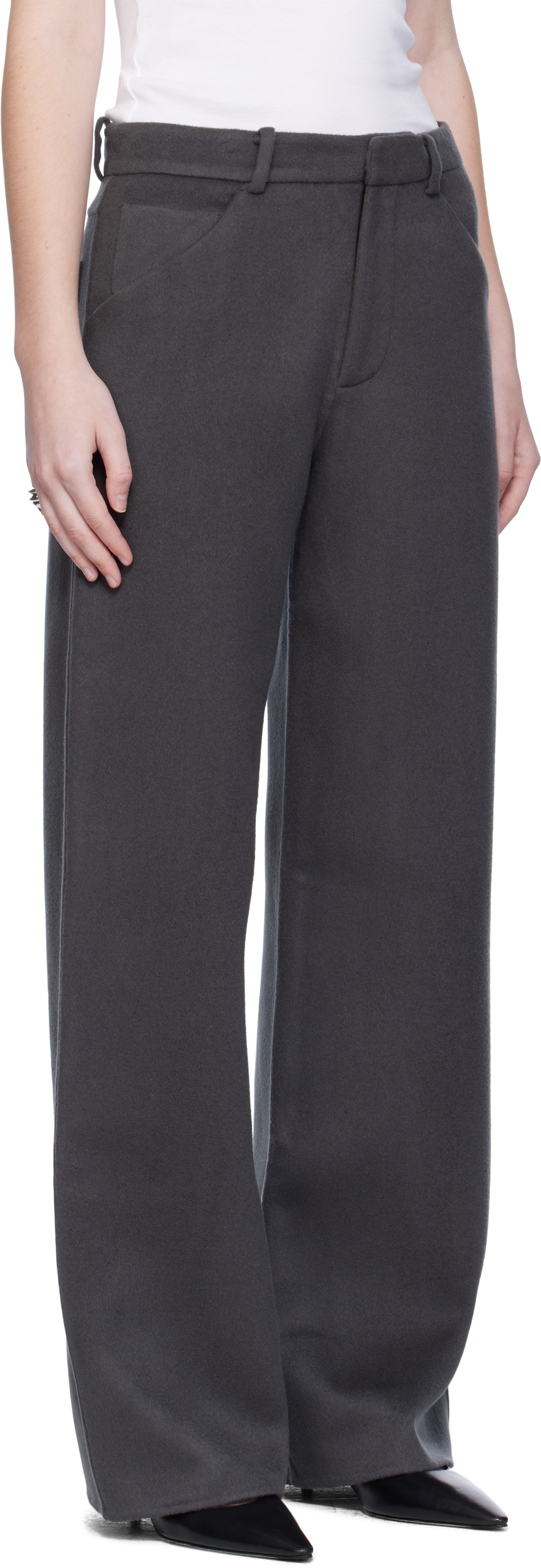 Gray Handmade Wool Cashmere Trousers