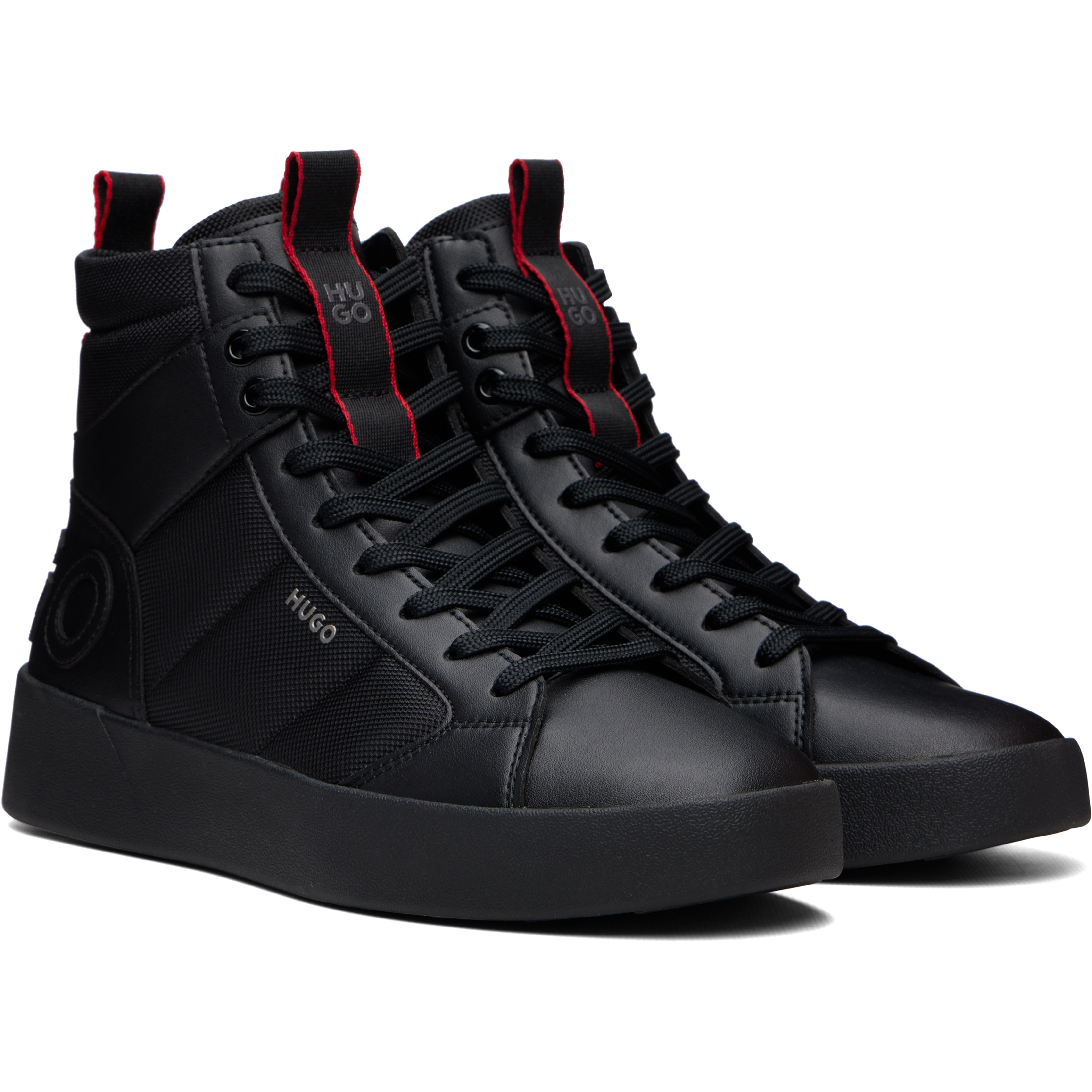 Black Canvas & Faux-Leather Sneakers