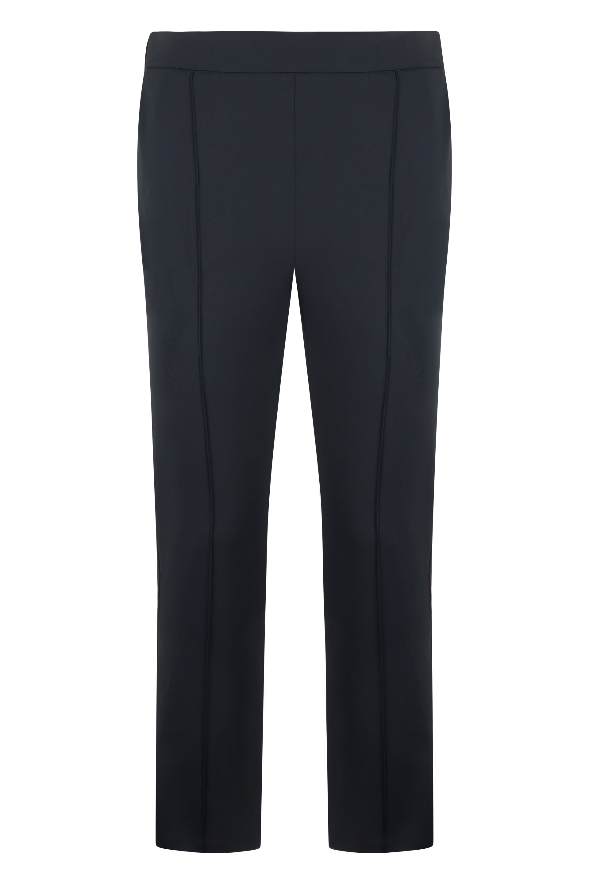 Stretch Crop Pants with High-Waist Slim Straight Fit