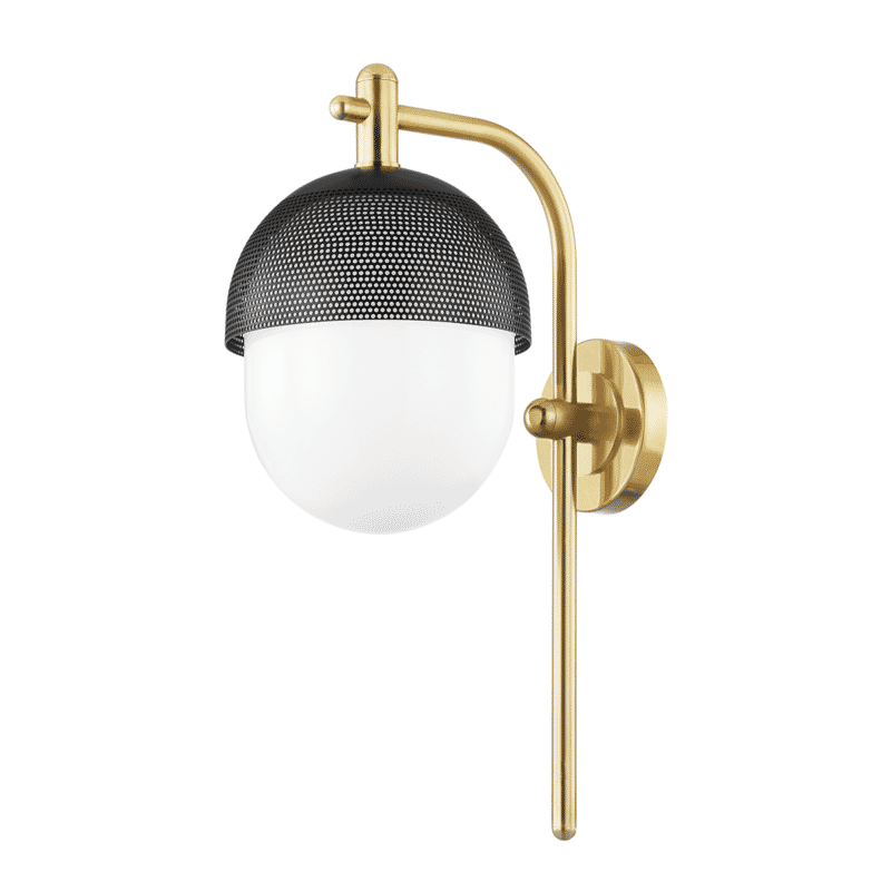Aged Brass Black One Light Wall Sconce from the Nyack Collection