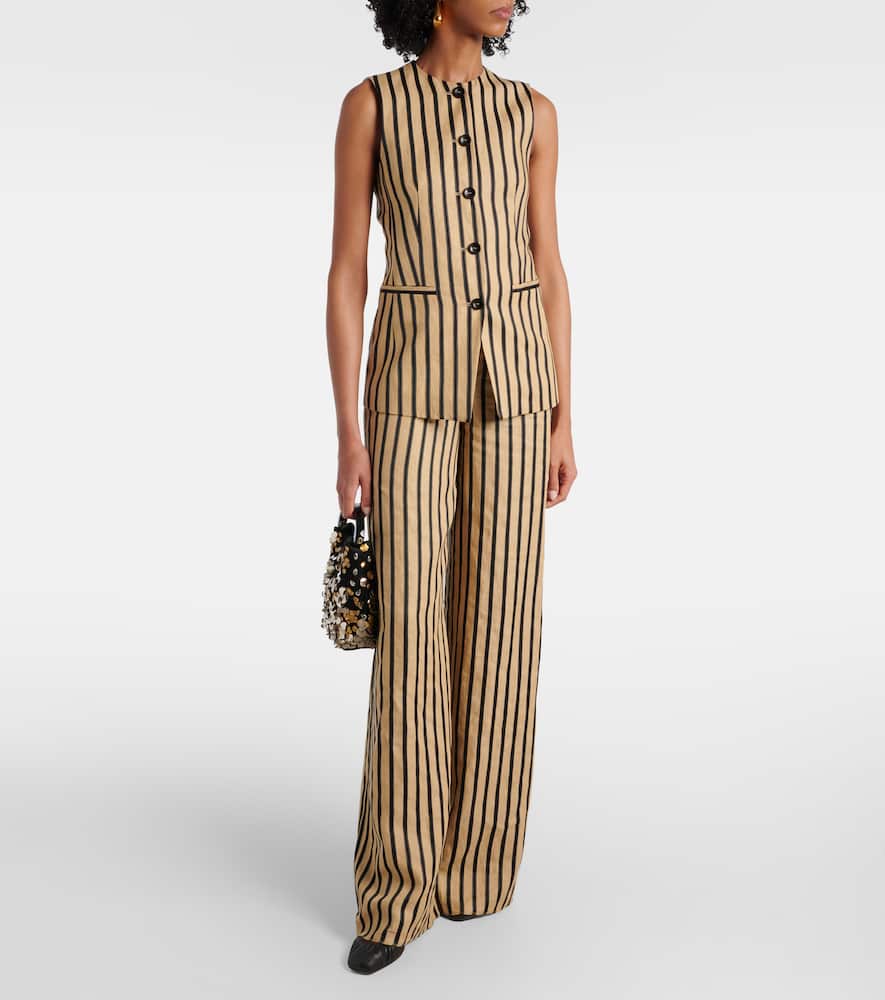 Rodeo striped linen and cotton-blend top