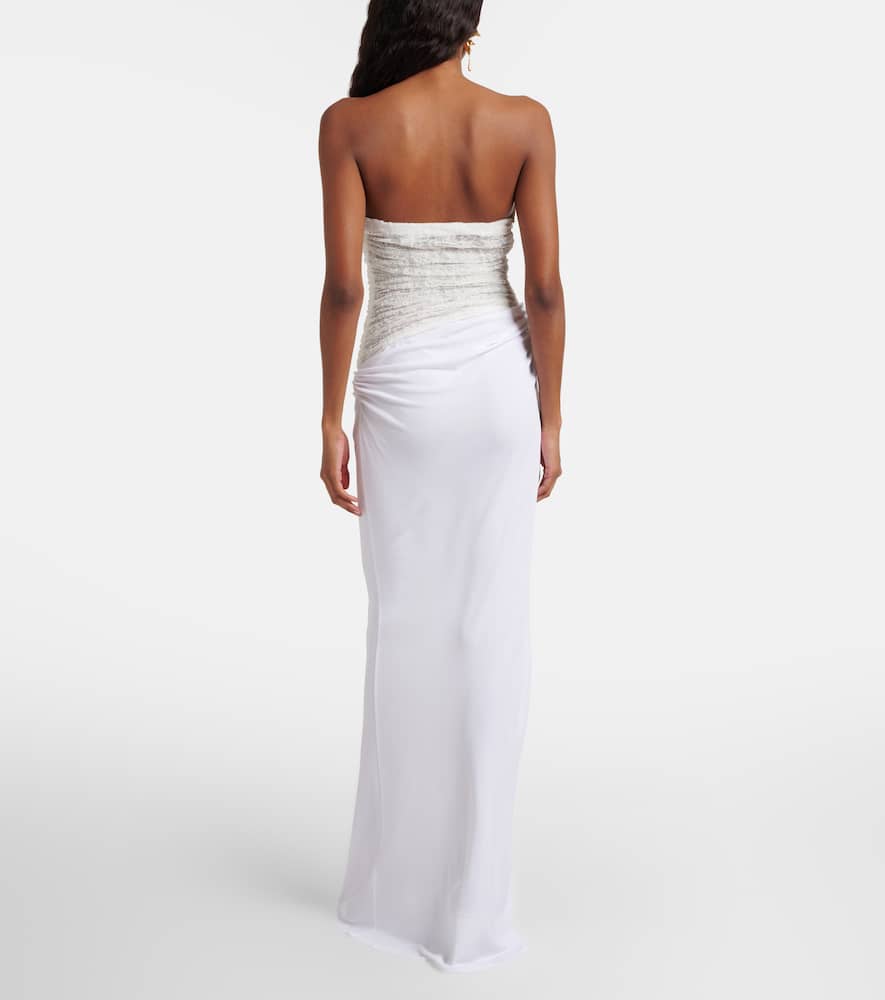 Salacia ruched lace and jersey gown