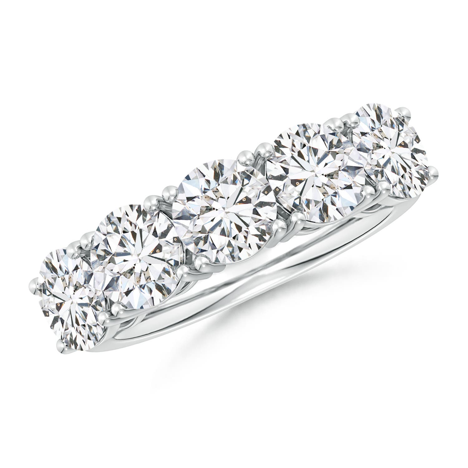 Angara 4.0 Carats Prong-Set Round Diamond Five Stone Wedding Ring in 14K White Gold