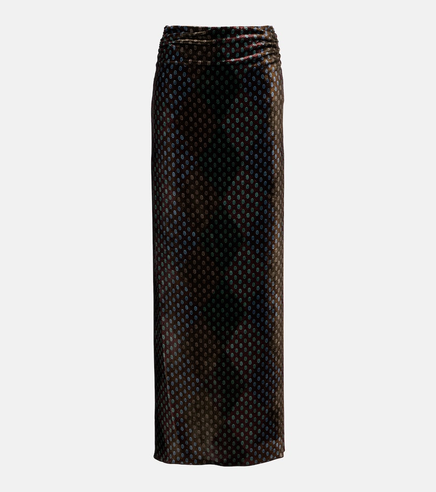 Printed satin maxi skirt