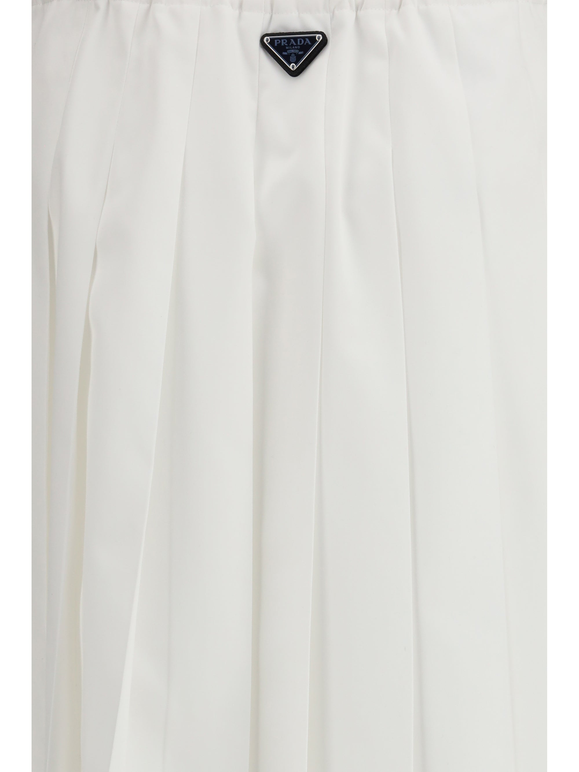 Pleated Jersey Skirt — White