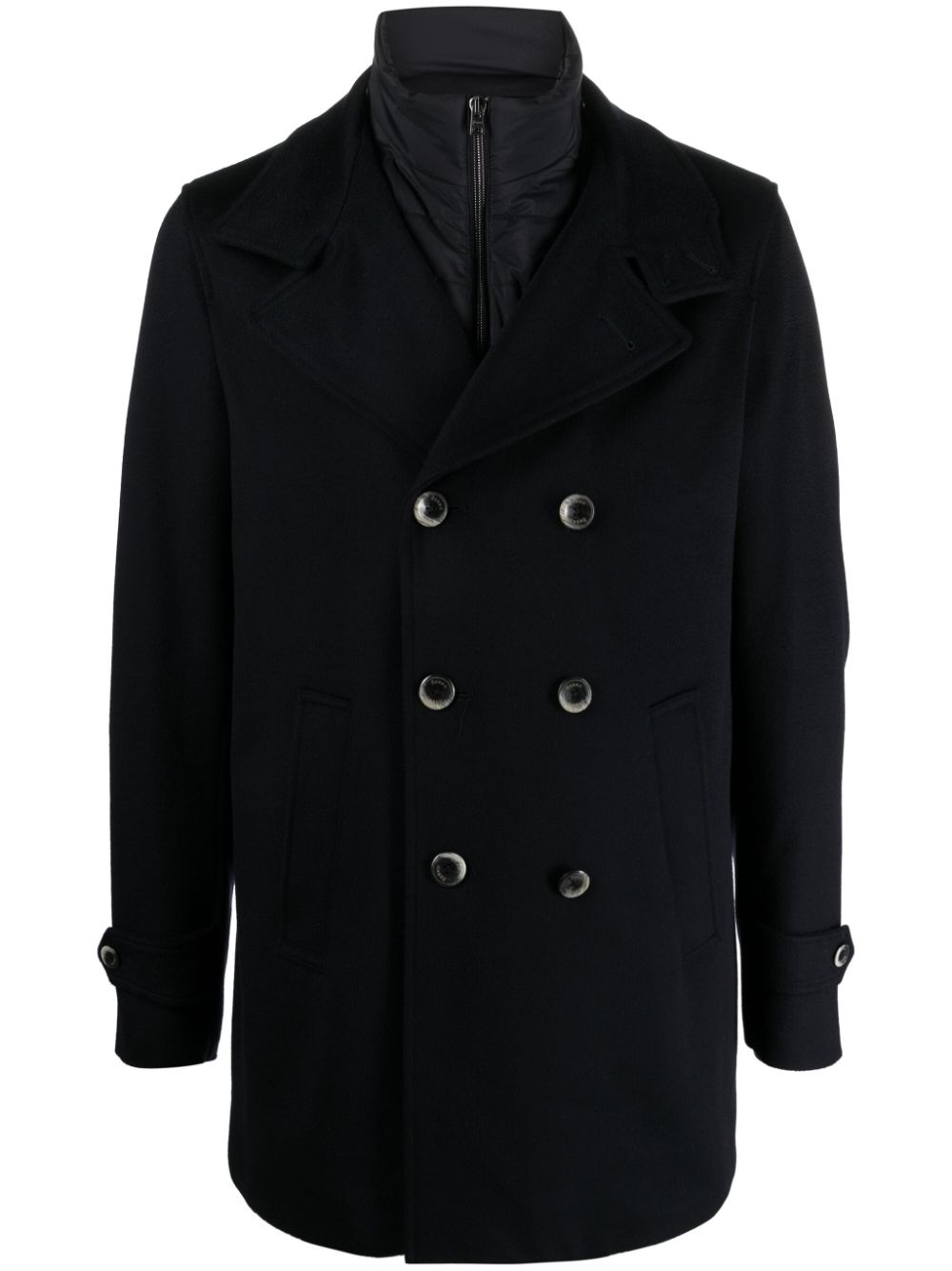 Notched-collar double-breasted coat - Blue
