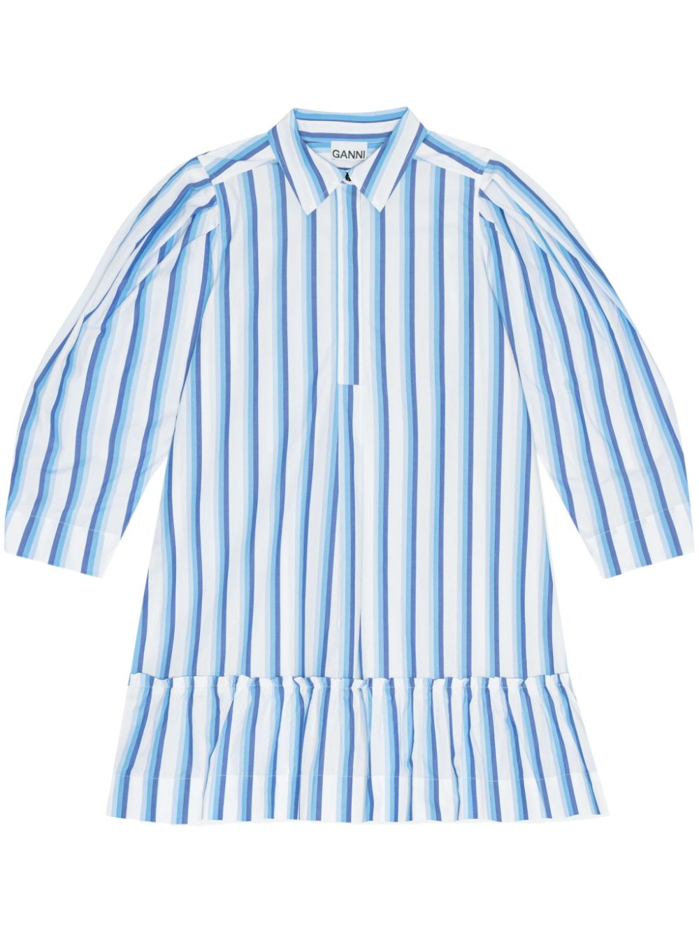 Striped organic cotton shirtdress - White