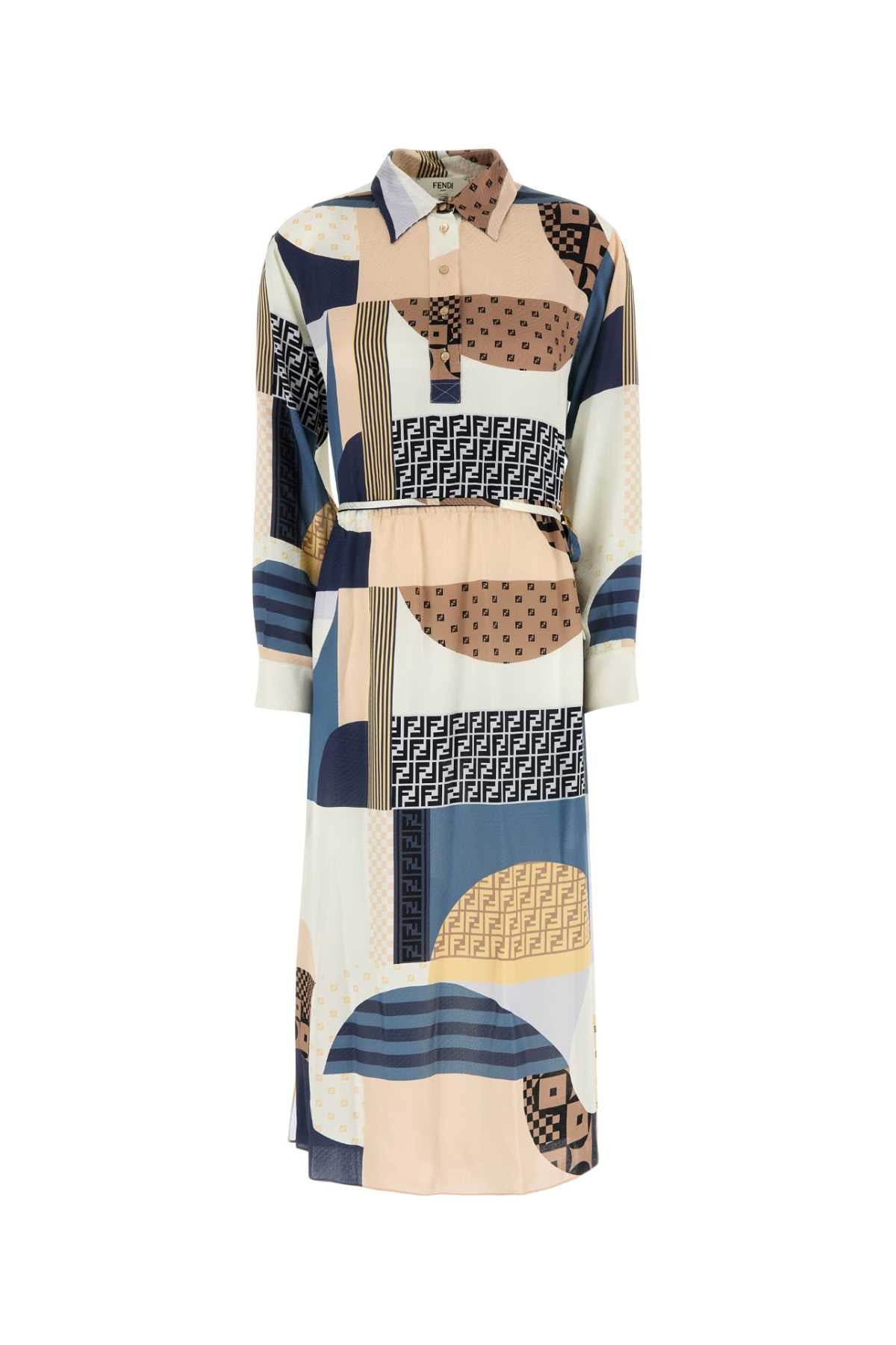 Patchwork Silk Dress — Multicolor