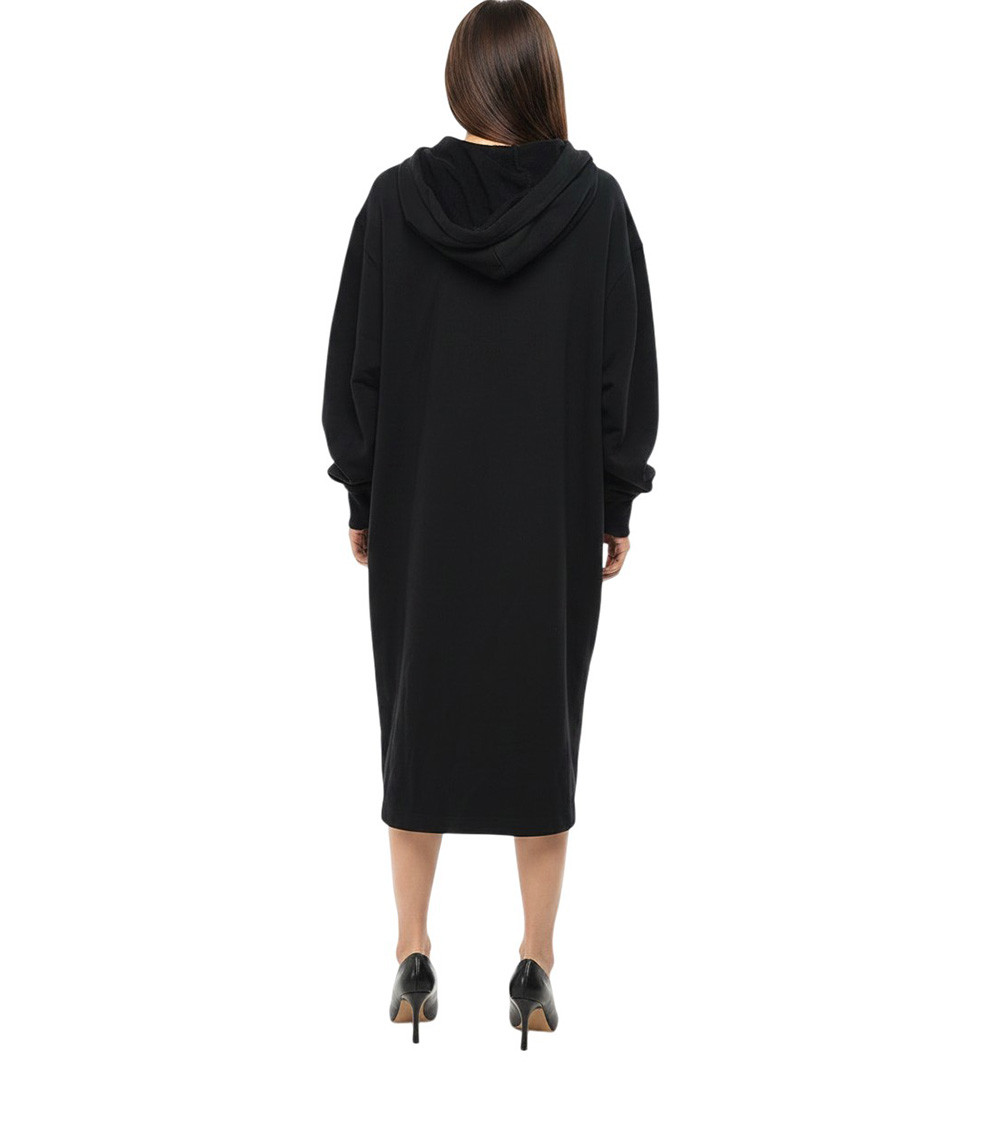 Black Logo Hood Midi Dress