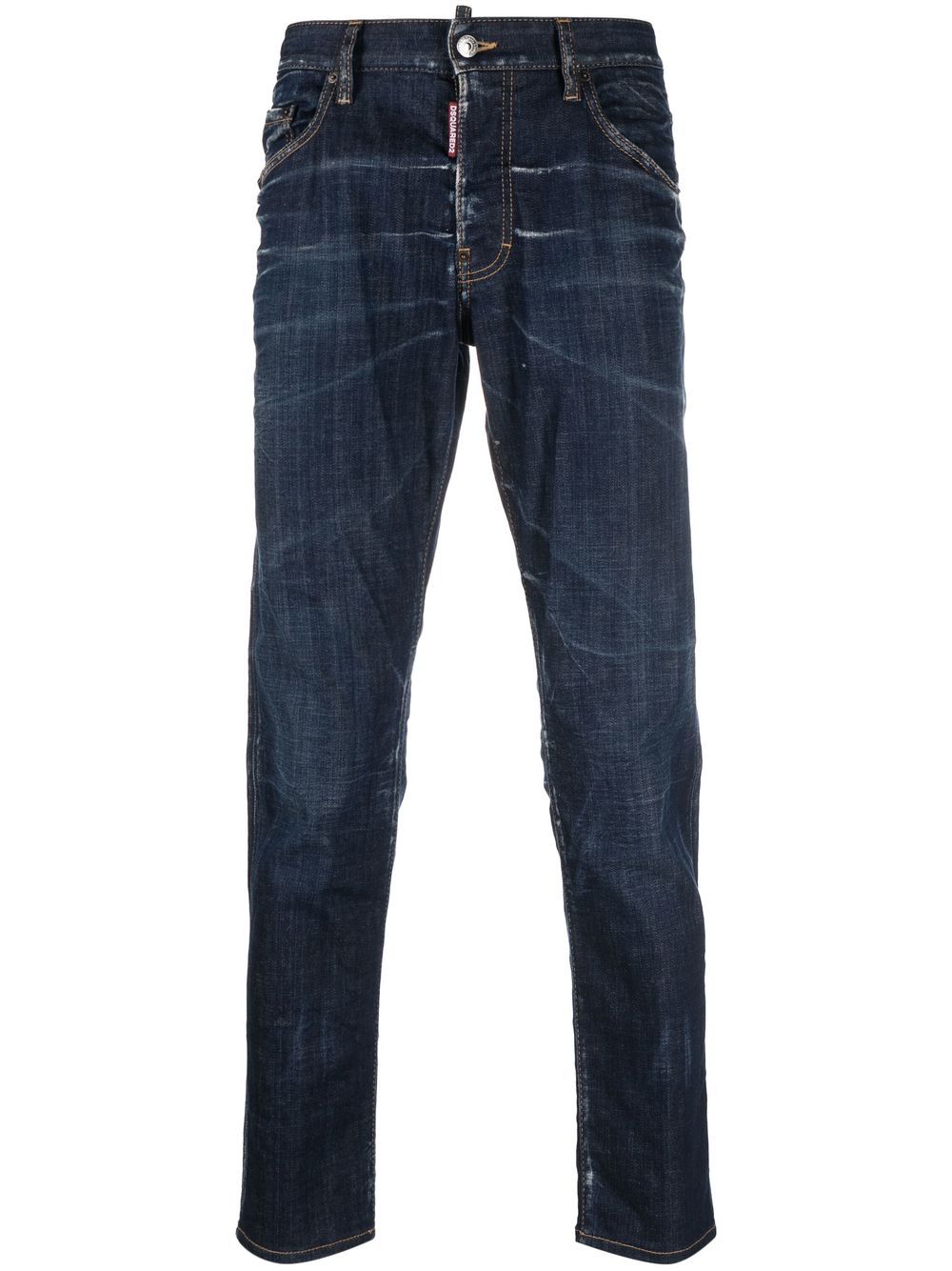 Bleach-effect skinny jeans - Blue