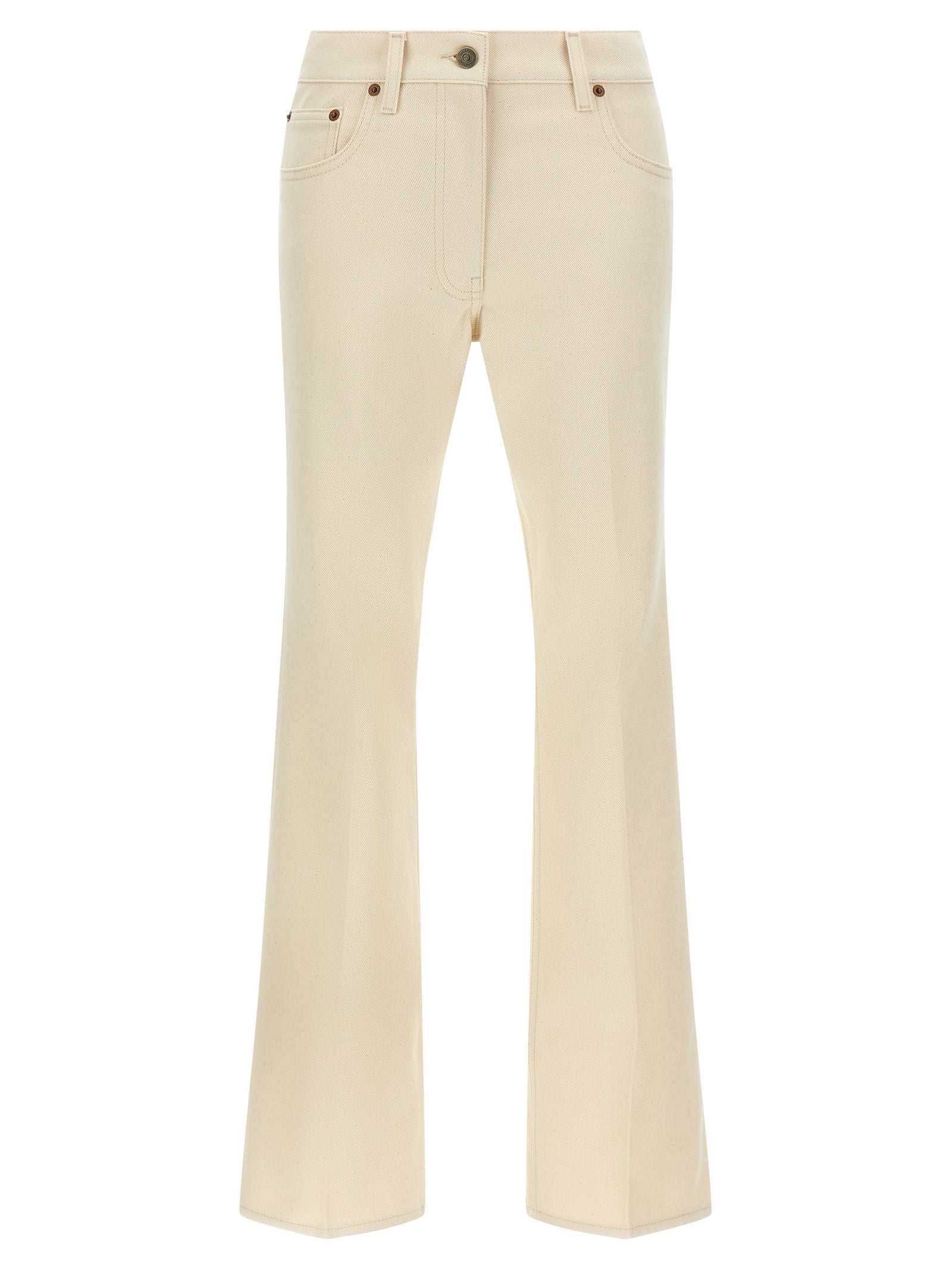 Flared Cotton Jeans — Beige