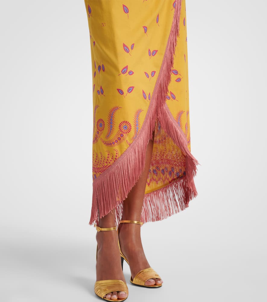Printed cotton midi skirt