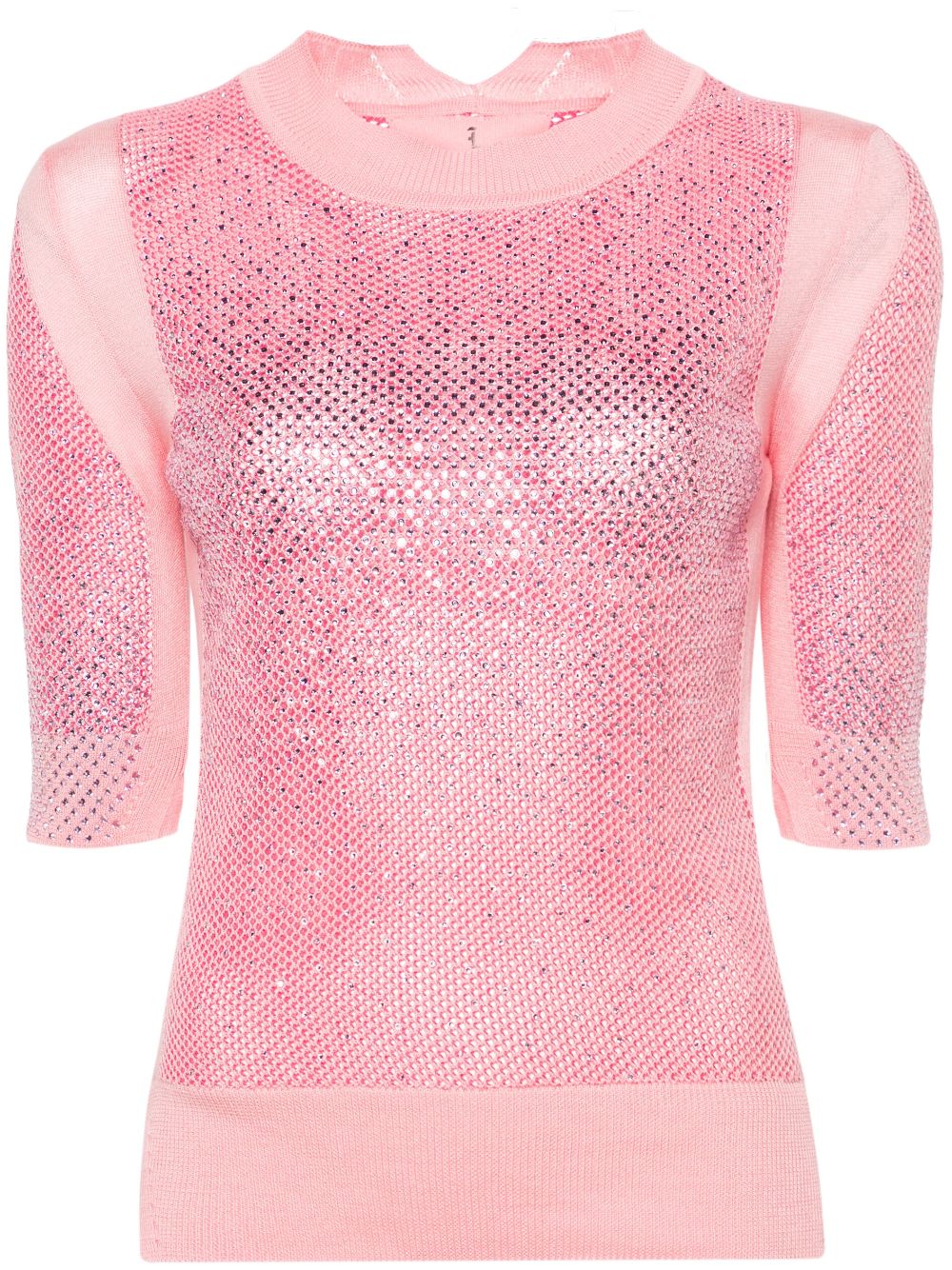Crystal-embellished cotton top - Pink