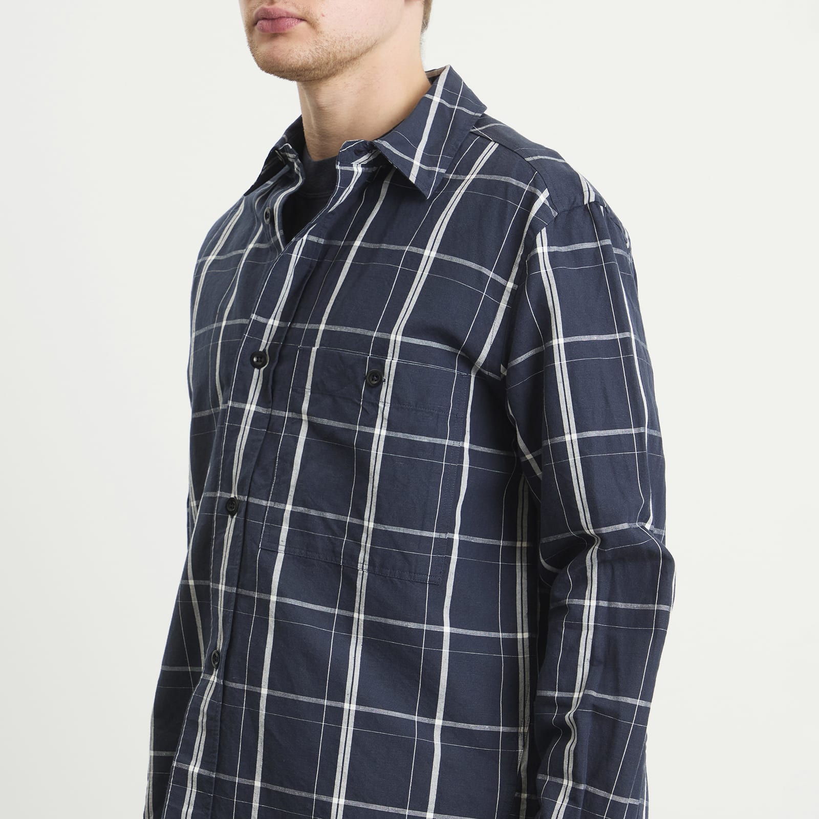 Men's Overall Shirt in Slate Blue/Off White