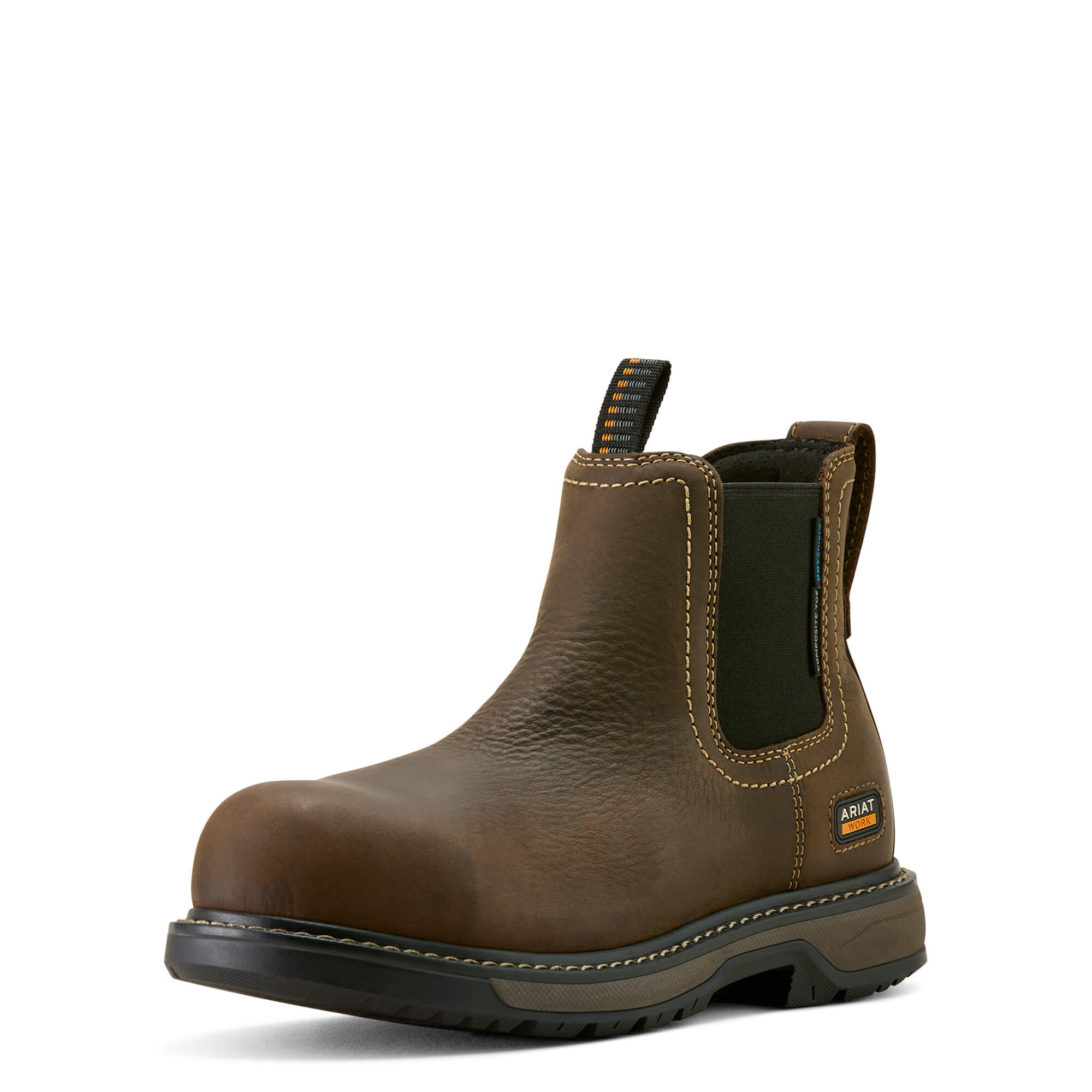 Women's Riveter Chelsea Waterproof Composite Toe Work Boots in Dark Brown, B Medium Width, Size 3, by