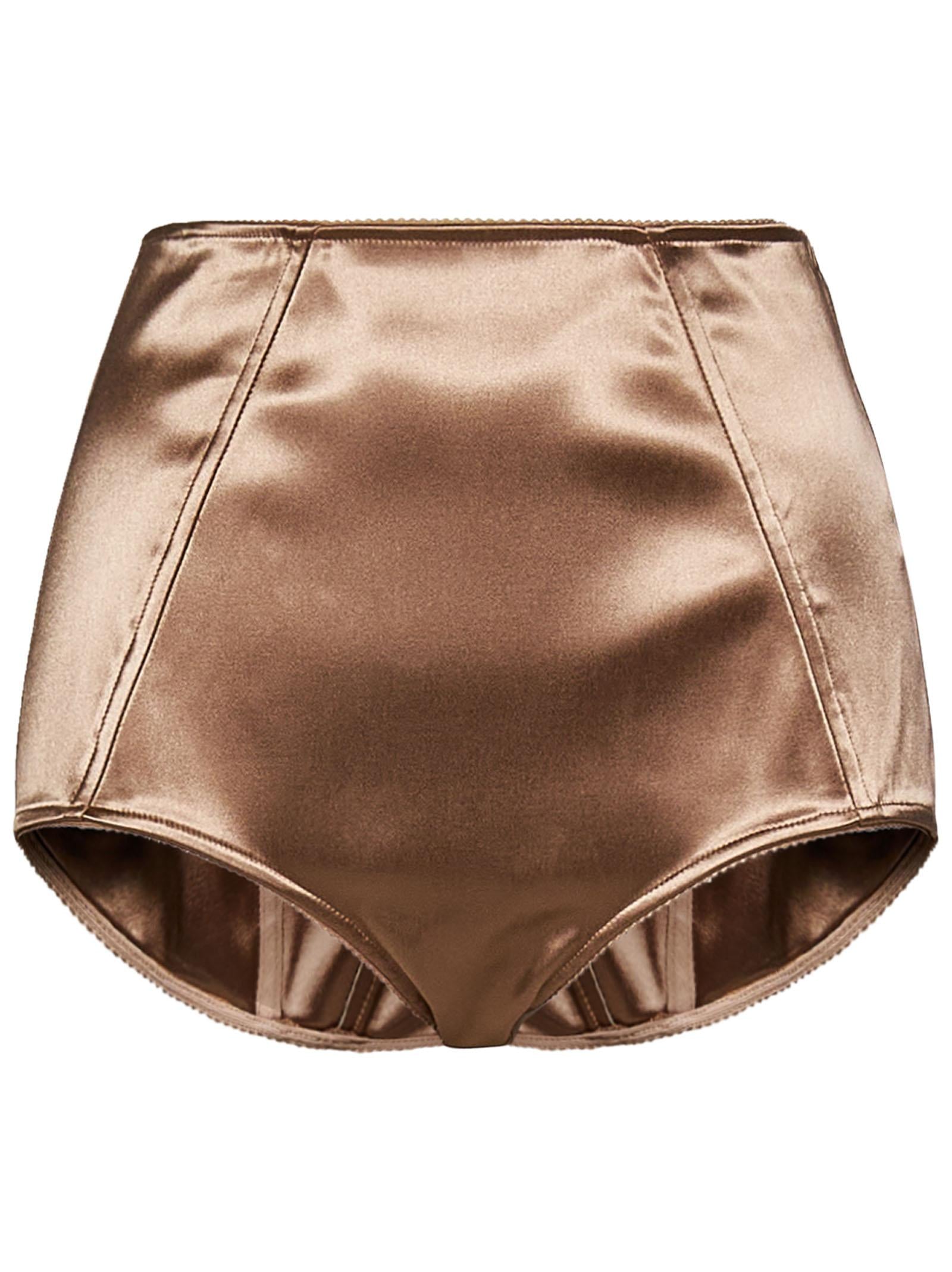 High-Waist Acetate Shorts — Beige